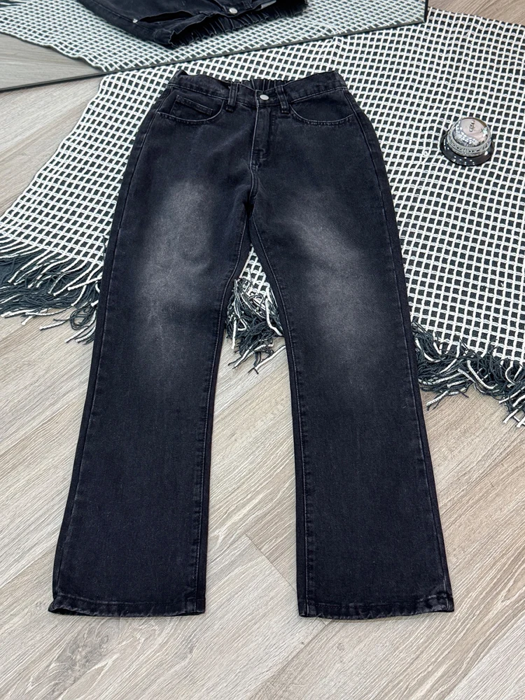 

Waed ey Micro Flared Jeans Men's Casual High Street Straight Leg Pants Cleanfit Durable Stand Fit Spring Autumn Wear