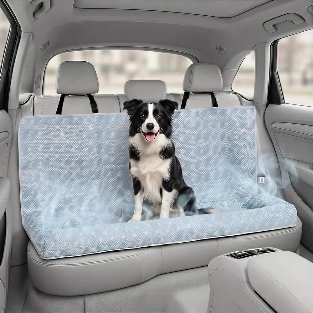 Breathable Cooling Seat Mat for Medium to Large Dogs - Washable, Travel-Friendly Pet Car Lounge with Bolster Support