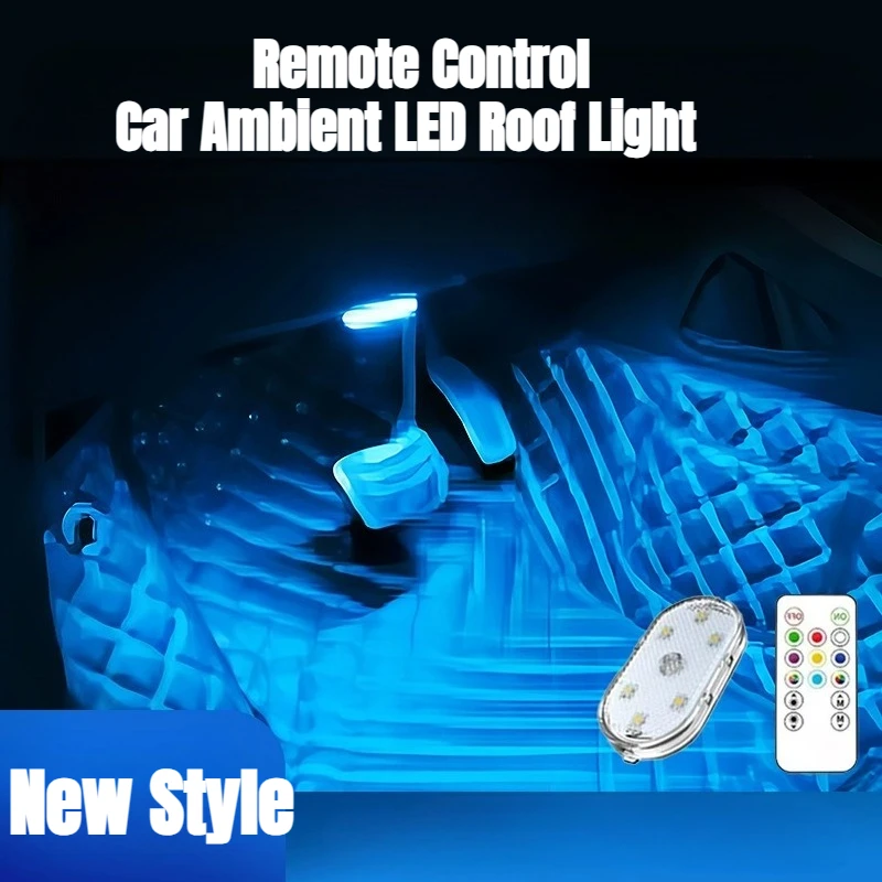 4x Multifunction Oval USB Powered Car Roof Ambient Light LED Strip with Touch Control & Remote for Reading