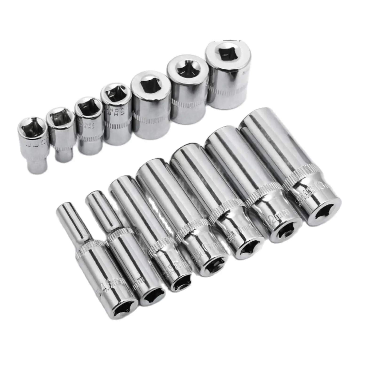 4-14mm Deep Socket set 1/4inch Hex Socket Ratchet Wrench Drive Sockets Adapter Hand Repair Tools 4-5-6-7-8-9-10-11-12-13-14mm