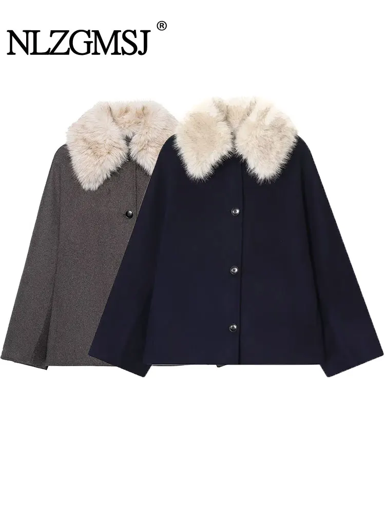 

NLZGMSJ Plush Collar Jacket Coat Solid Single Breasted Jackets For Women Soft Long Sleeve Women's Coat Casual Streetwear