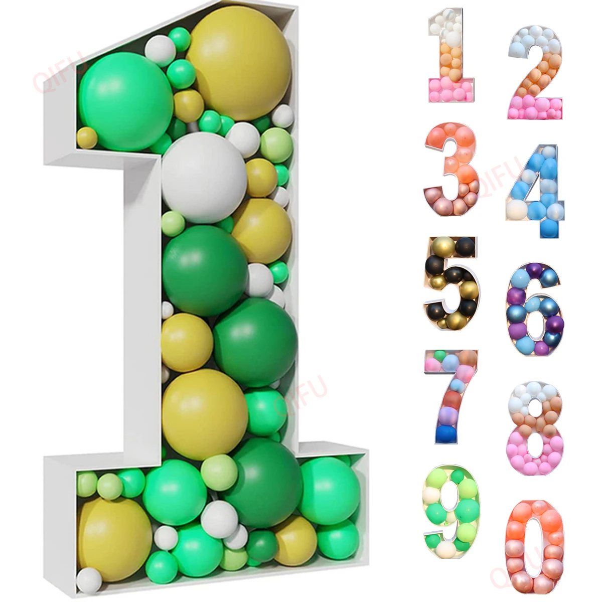 91.5cm Balloon Mosaic Number Stand Reusable Number Shaped Balloon Frames Boxes for Birthday Wedding Party Decoration