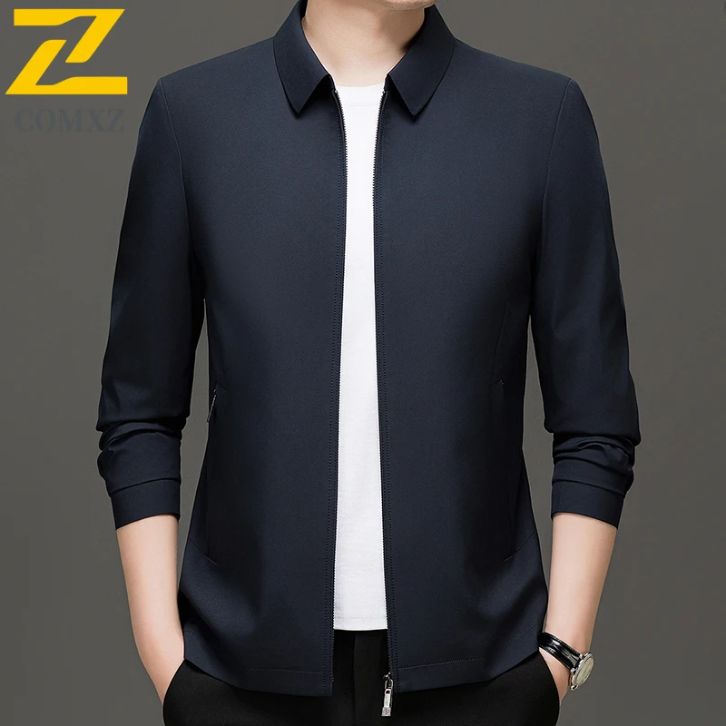 COMXZ New Jacket Men Premium Quality Lapel Business Casual Working Coat Fashion Comfort Lightweight Spring Autumn Outer Garment