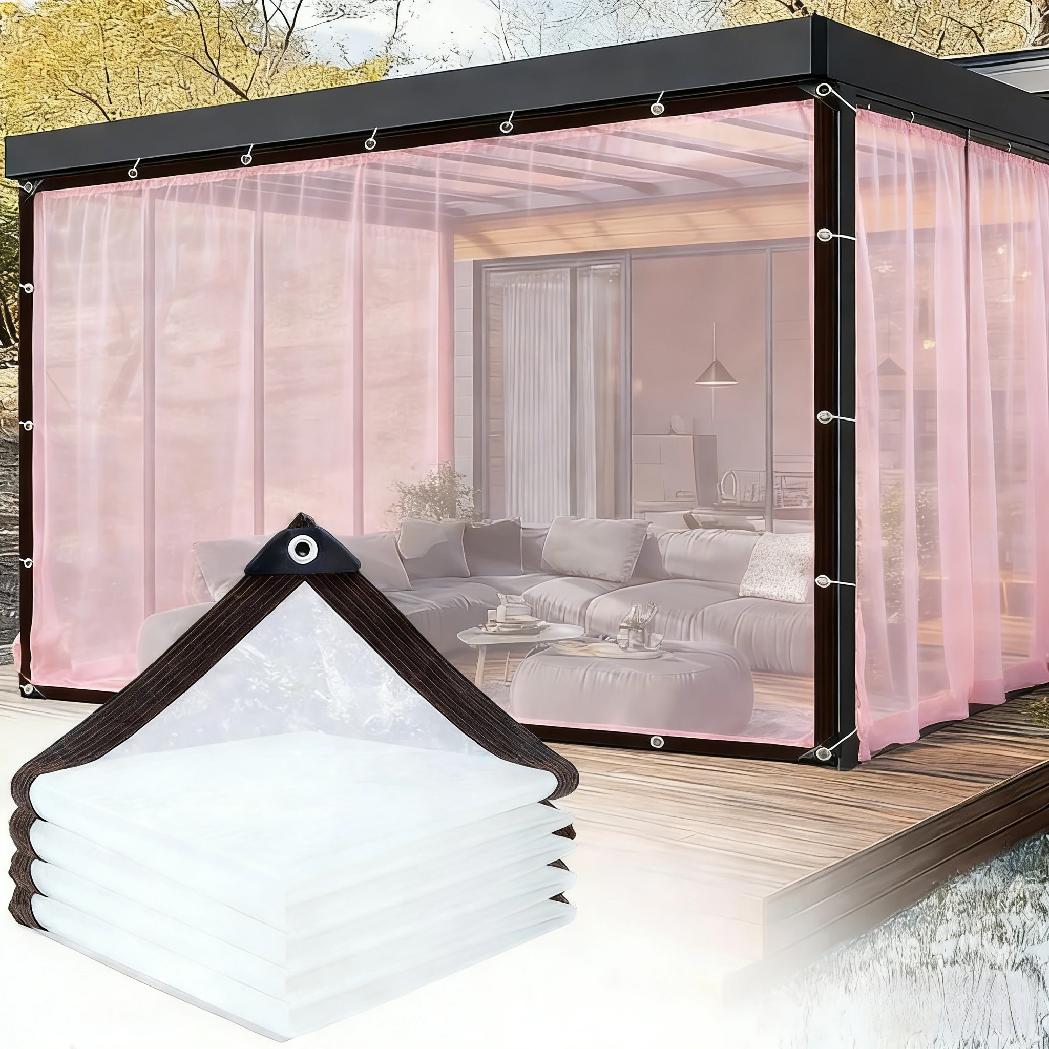 

Прозрачная ПВХ-ткань для навесов - водонепроницаемое, ветрозащитное, теплоизоляционное покрытие для балконных окон, суккулентов, уличной мебели