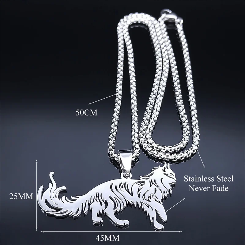 Cute Fashion Female Animal Cat Pet Necklace Stainless Steel Cat Pendant Necklace Jewelry collar aceroinoxidable mujer N2101S01