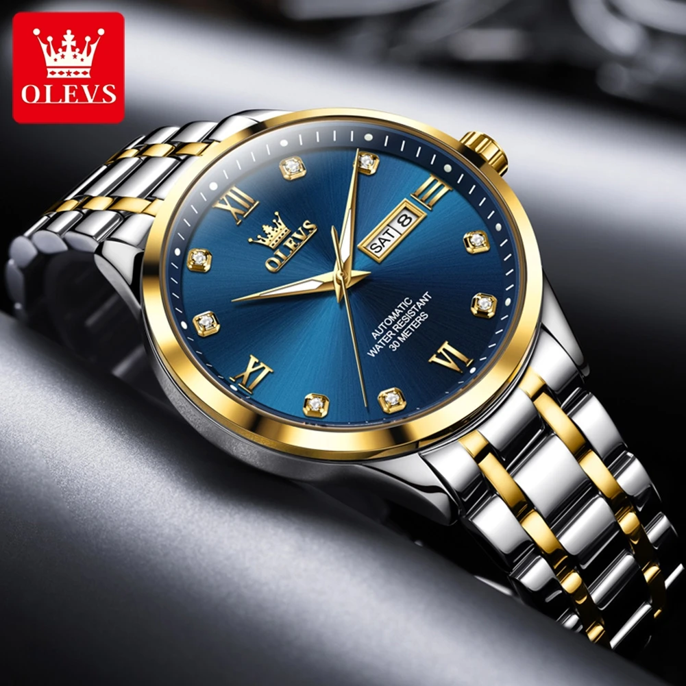 OLEVS 9946 Couple Watches Business Luxury Automatic Mechanical Watch Waterproof Luminous Diamond Scale Watches For Couple Reloj