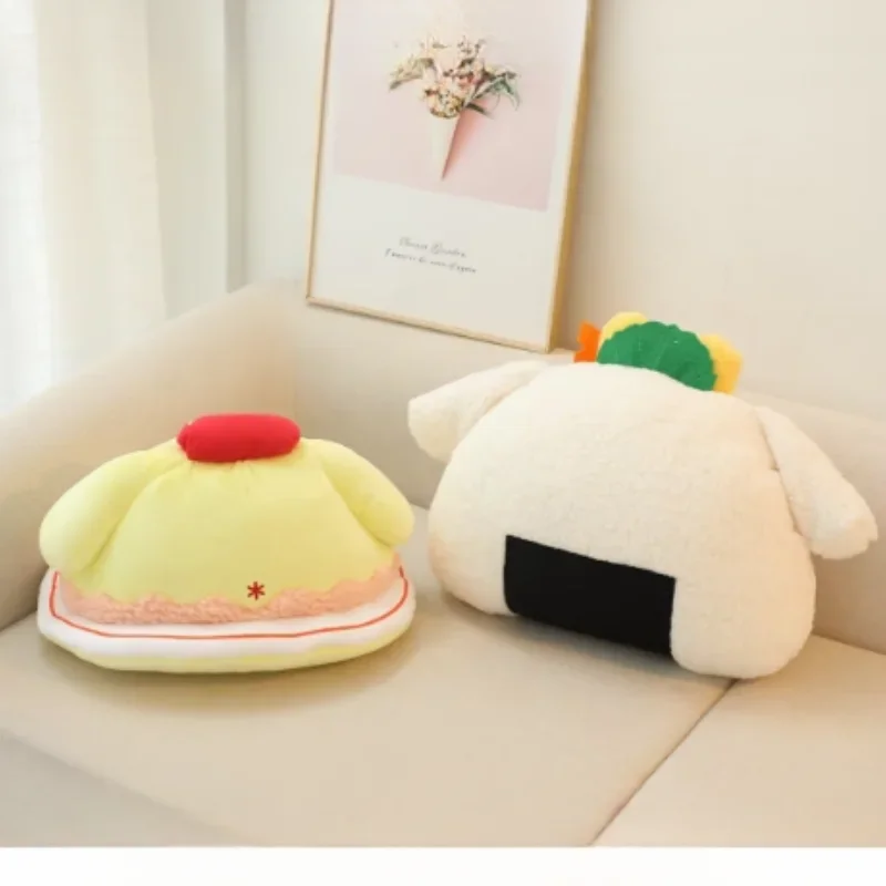 Sanrio Cartoon Cinnamoroll Pompom Purin Rice Ball Miękka pluszowa lalka Zabawka Anime Poduszka do rzucania Dekoracja domu Brithday Prezent świąteczny