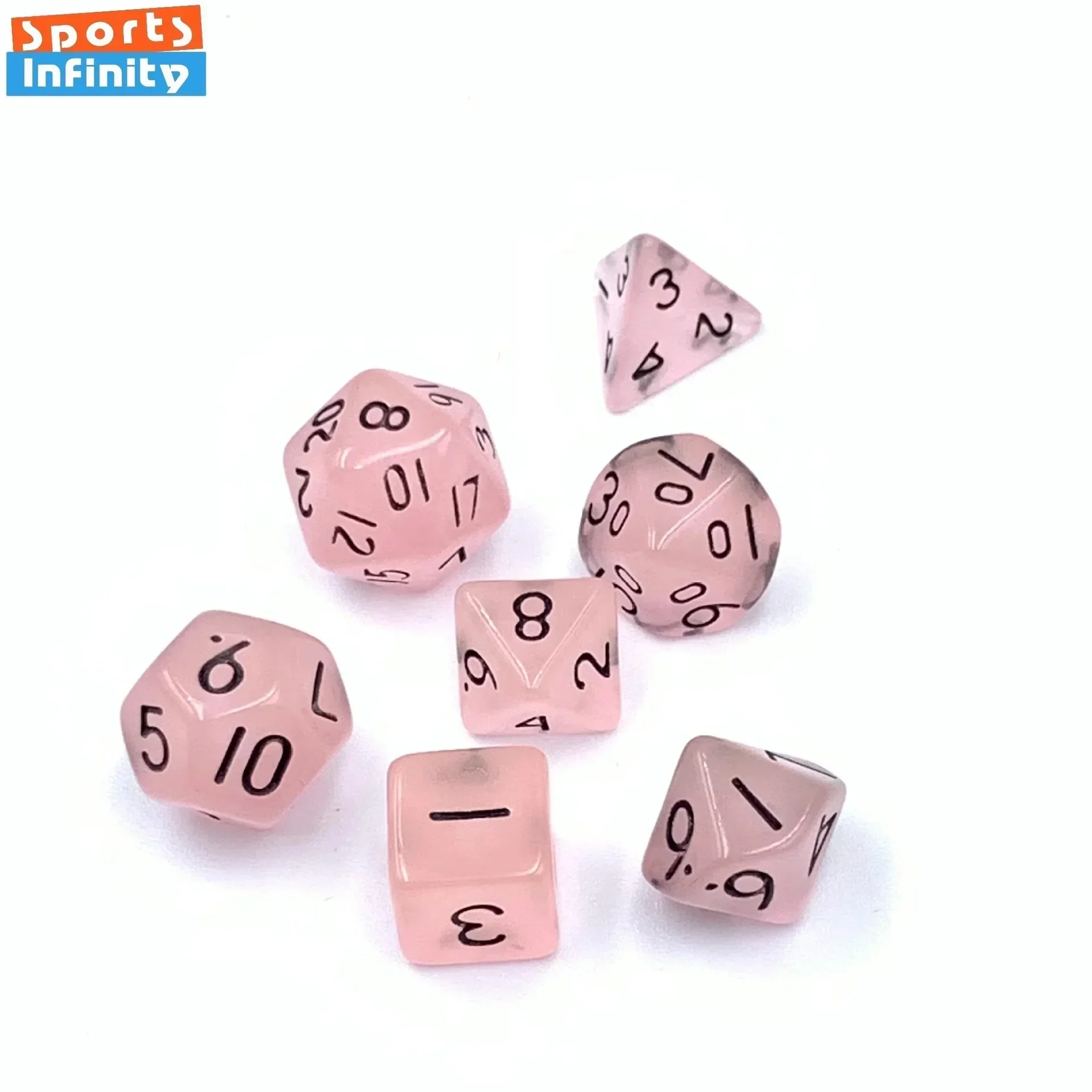 

7 шт. Dnd Multi Face Pink Glow Dice ДЛЯ DND D4 D6 D8 D12 D20 BOARD GAME Набор цифровых кубиков D&d Dice