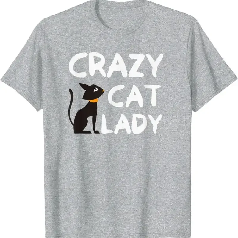 

Crazy Cat Lady Graphic Print Cotton Short Sleeve Crew Neck T-Shirt for Men