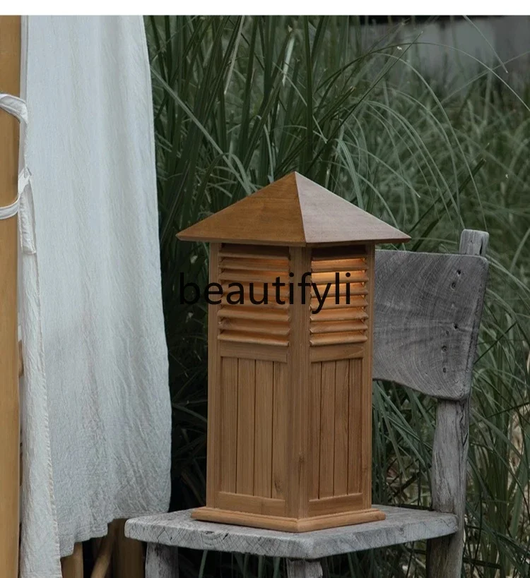 

11zChinese-style Zen outdoor homestay teak floor-to-ceiling atmosphere decoration courtyard corridor solid wood landscape light