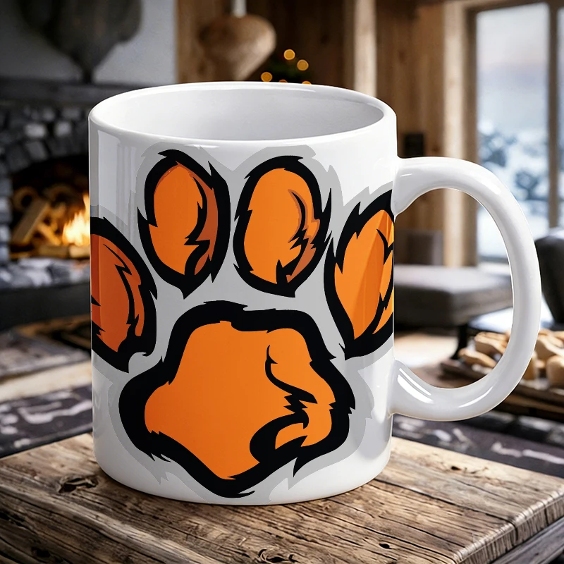 1PCS Energetic Tiger Claw Logo Ceramic Cup, Coffee Cup, Milk Cup, Office Tea Cup, Drinking Cup, Fade-Resistant, Gift for Friends