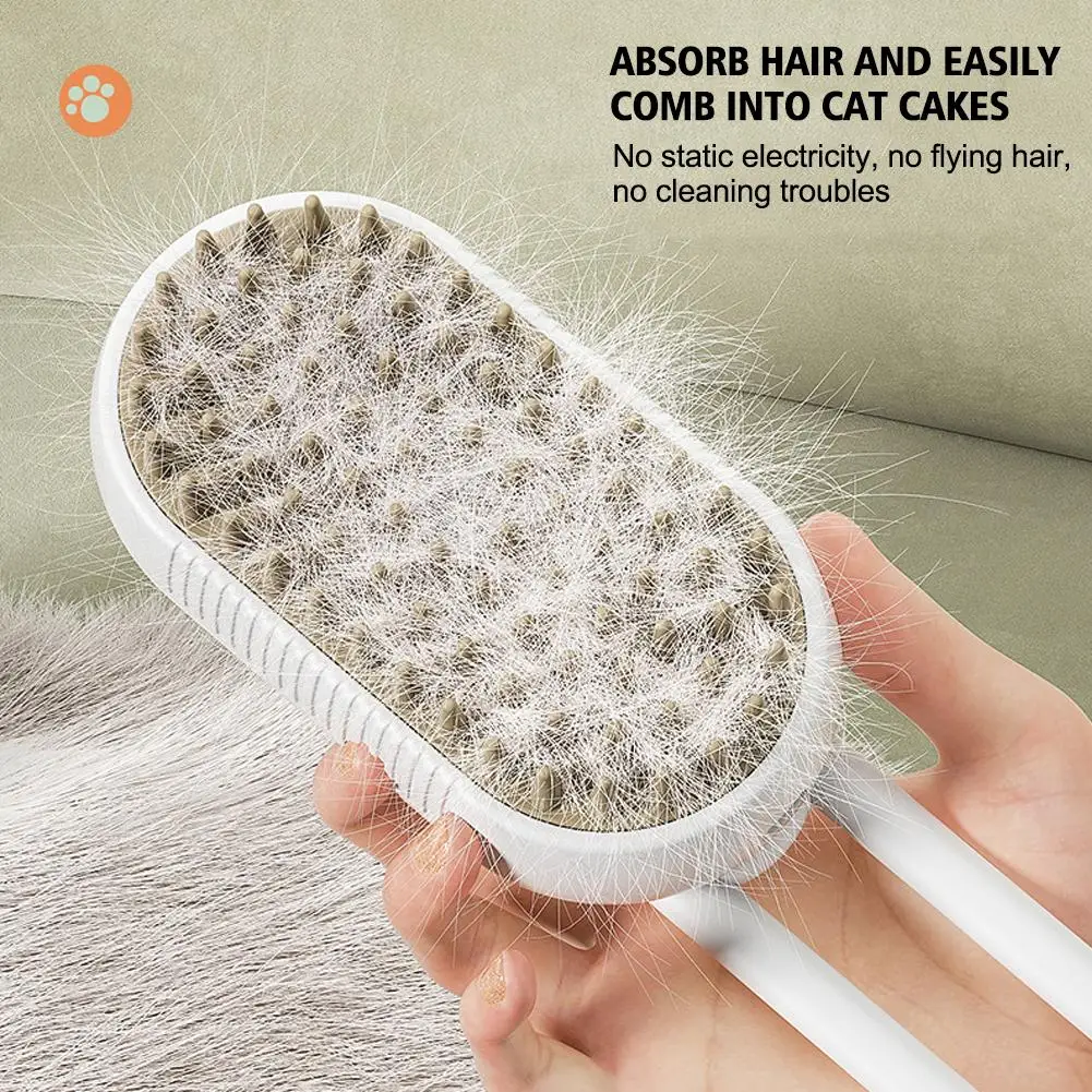 Peigne de toilettage pour chat et chien avec pulvérisateur d'eau électrique, brosse à épilation en silicone souple, brosse de bain pour chaton, fournitures de toilettage pour animaux de compagnie