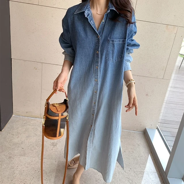 Waimea Denim|harajuku-style Denim Dress - Autumn Winter Casual