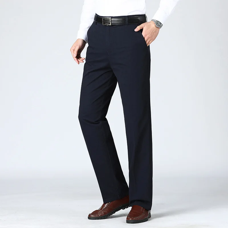 Pantaloni da uomo di marca MRMT 2024 pantaloni da uomo dritti pantaloni Casual Micro-elastici in cotone a vita alta di mezza età da uomo