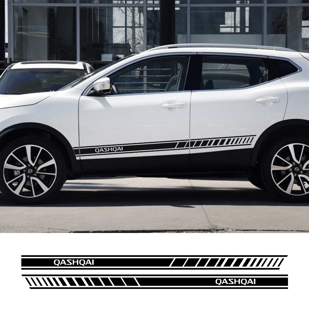 2Pcs Car Side Door Stickers For Nissan Qashqai J10 J11 Accessories Auto Tuning Long Stripes Decoration Vinyl Film Decor Decals