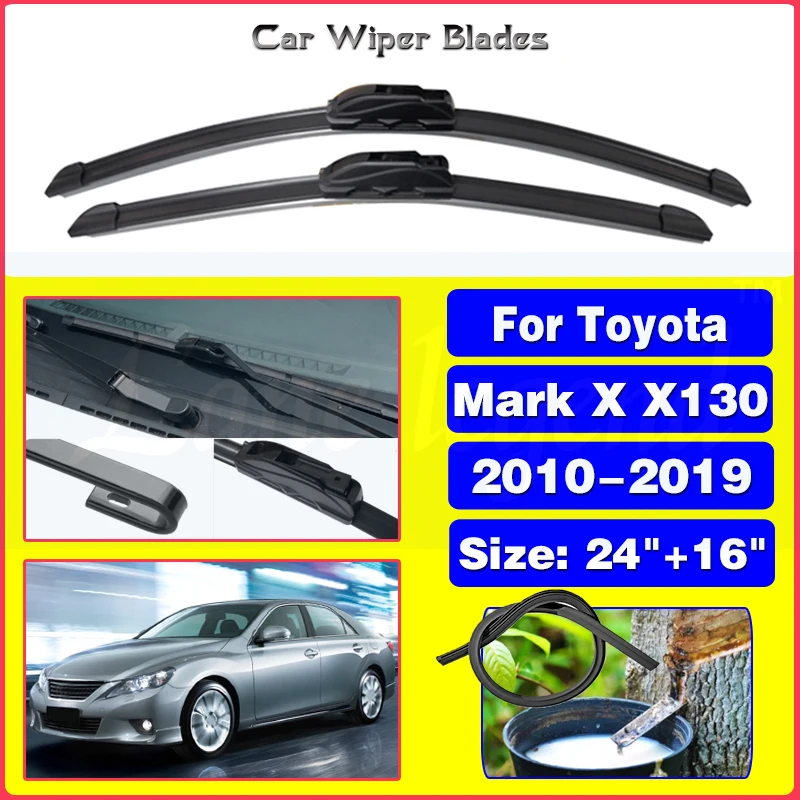 

Front Wiper Blades For Toyota Mark X X130 MK2 2010-2019 Frameless Rubber Cutter Replacement Auto Accessory U J Hook High Quality