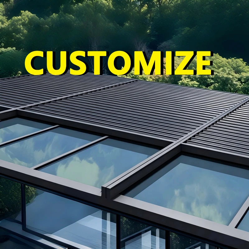 

Any Size Custom Mediterranean Style Aluminum Awning Curved Fit Sunroom Silent Motor Waterproof Heat Insulated Roof Canopy
