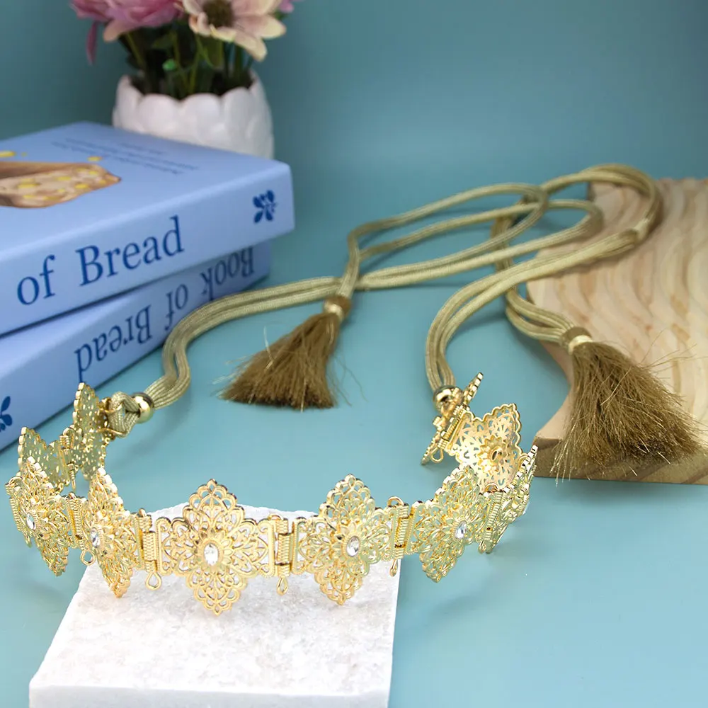 Hand Rope Chain Moroccan Caftan Belt Metal Wedding Belt For Women Adjustable Length Arabic Bridal Bijoux