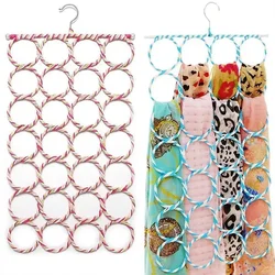 Scarf Holder Foldable Tie Belt Hook Shawl Scarves Organizer Rattan Weave Hanger Wardrobe Storage Holder Display Rack