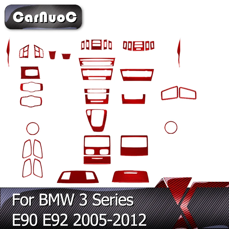 

Red Carbon Fiber Stickers Car Interior Various Parts Decorative Auto Accessories For BMW 3 Series E90 E92 E93 2005-2012