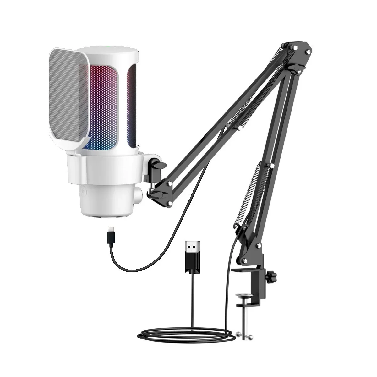 Condenser Microphone with Cantilever Stand Cardioid Pattern ≥60dB SNR for Gaming Voice Recording Wireless Live Stream Capability