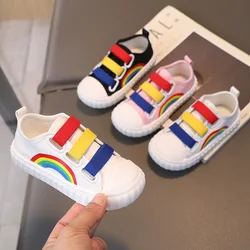 Children's Canvas Sneakers Boy Fashion Rainbow Casual Shoes 2023 Autumn New Anti Slip Breathable Kids Shoes Colorful Girls Shoes