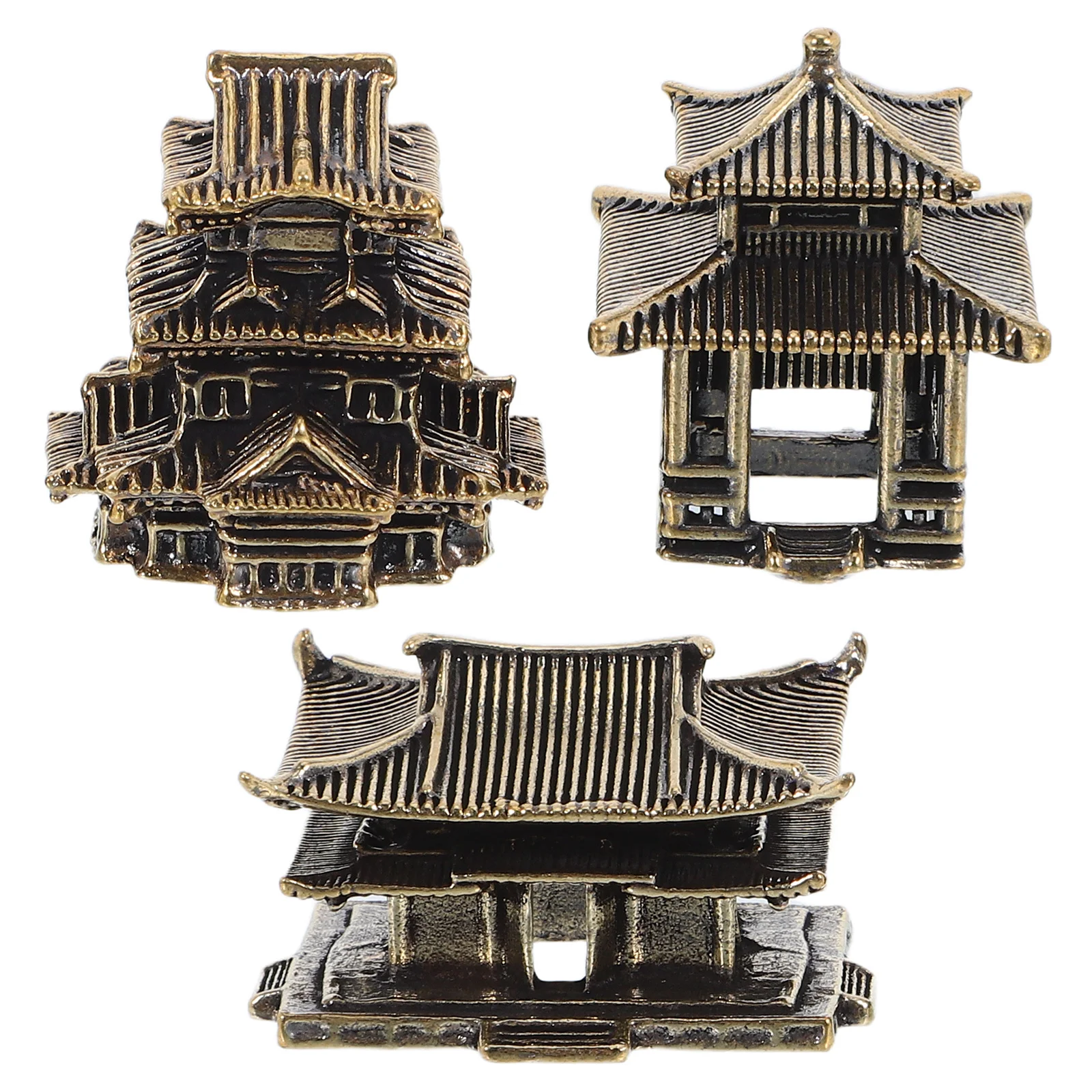 

3Pcs Small Brass Pagoda Vintage Ornament Zen Garden Aquarium Decoration Japanese Style Lantern Miniature Home Landscape