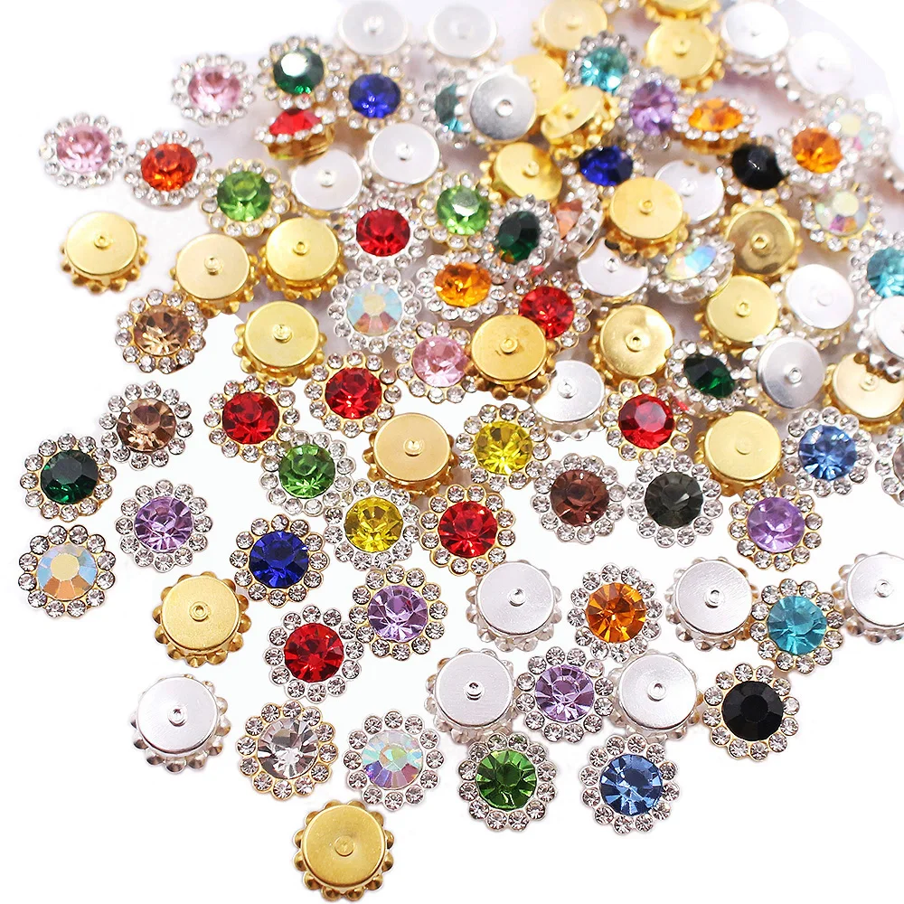 

30pcs-100pcs Sunflower Claw Rhinestones Crystals Stones Strass Beads Crafts Sew On Rhinestones for Clothes Sewing Accessories