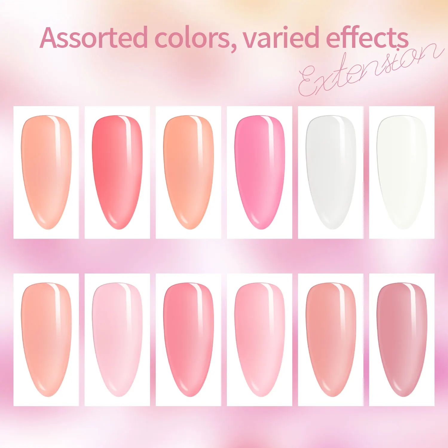 

Ovanlee 12 color nail crystal extension adhesive UV solid, paper free quick extension model adhesive 30ml