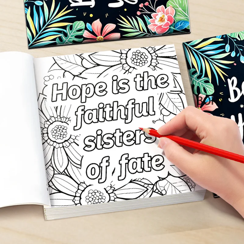 1 Inspirational English Quotes Adult Decompression Coloring Album 24 Pages of High-definition Exquisite Pages Good Holiday Gifts