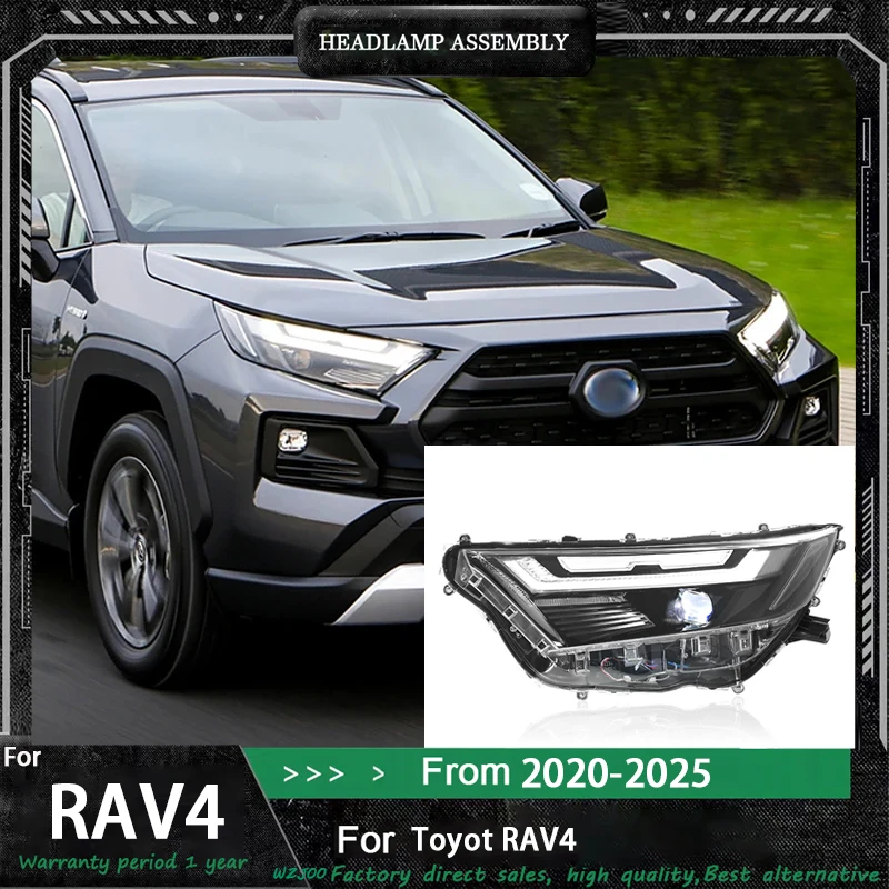

Фары для Toyota RAV4 2020-2025: Светодиодные проекционные фары головного света, дневные ходовые огни, автомобильные аксессуары