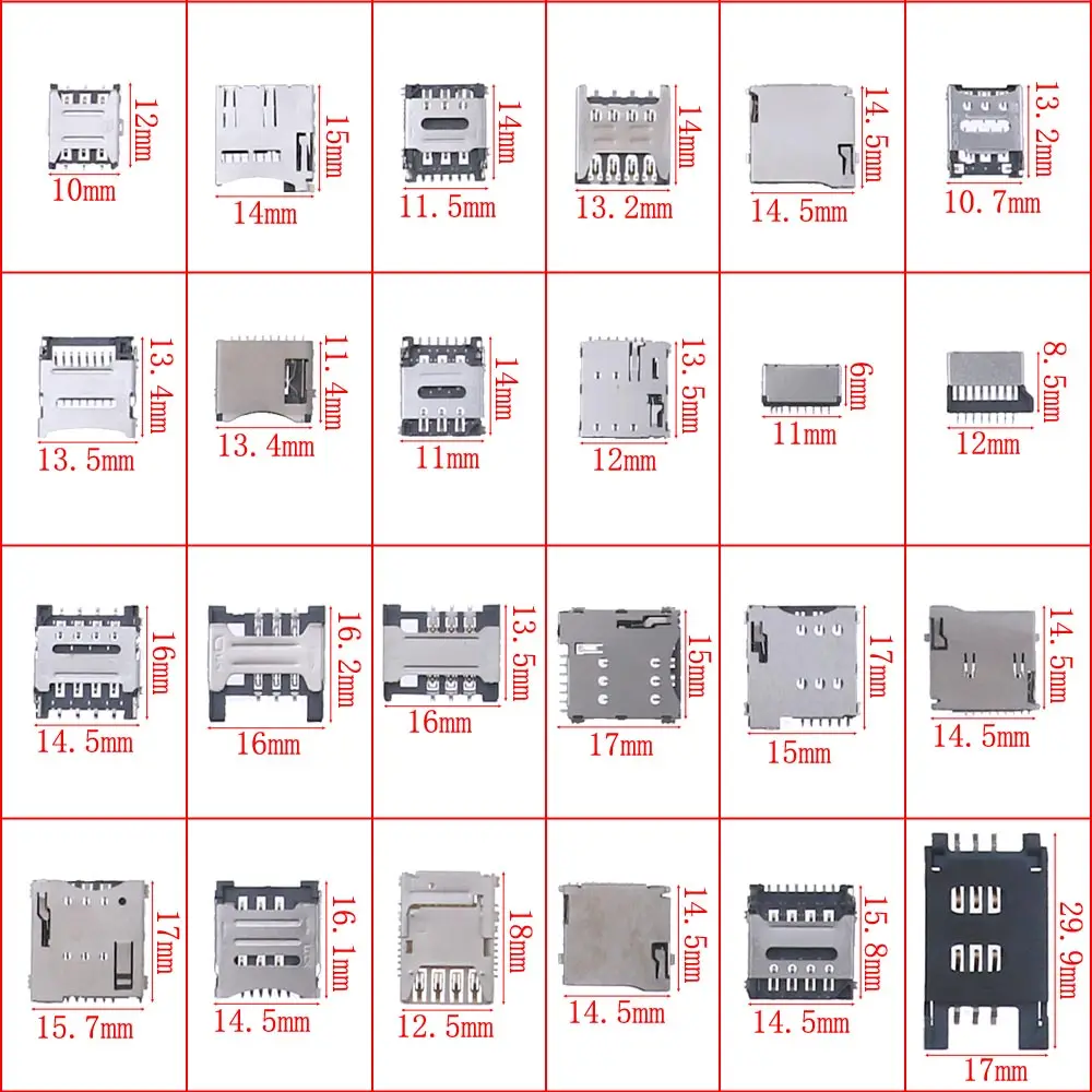 120pcs 24value x 5pcs SD mini TF sim Micro nono Card Holder Card Slot Card Holder cellulare Memory Card Holder kit misto