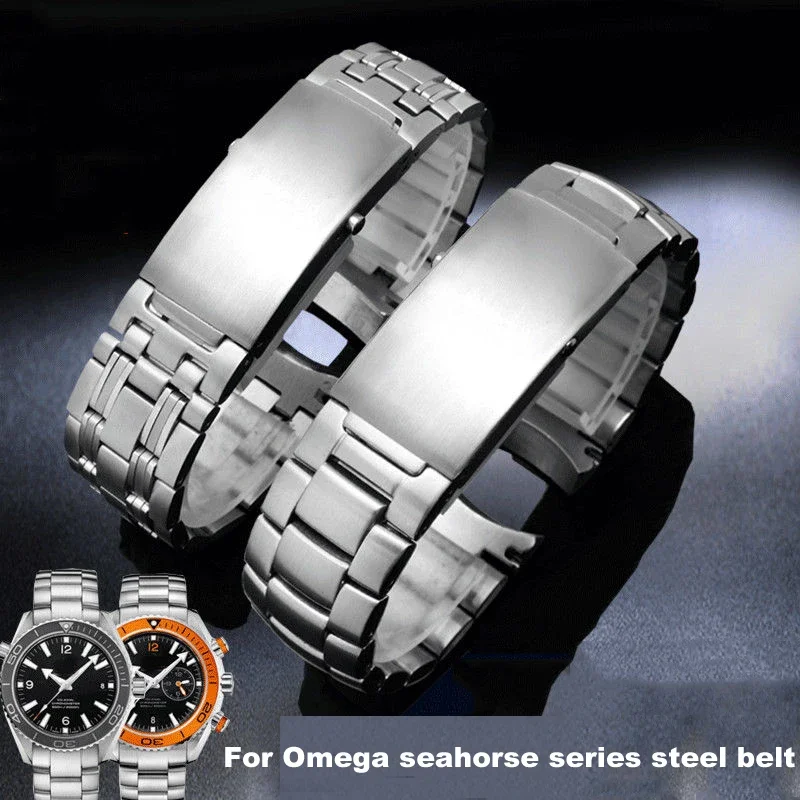 

Watchbands Bracelet For Omega PLANET OCEAN 007 SEAMASTER 600 Metal Strap Watch Accessories Men Stainless Steel Watch Band Chain