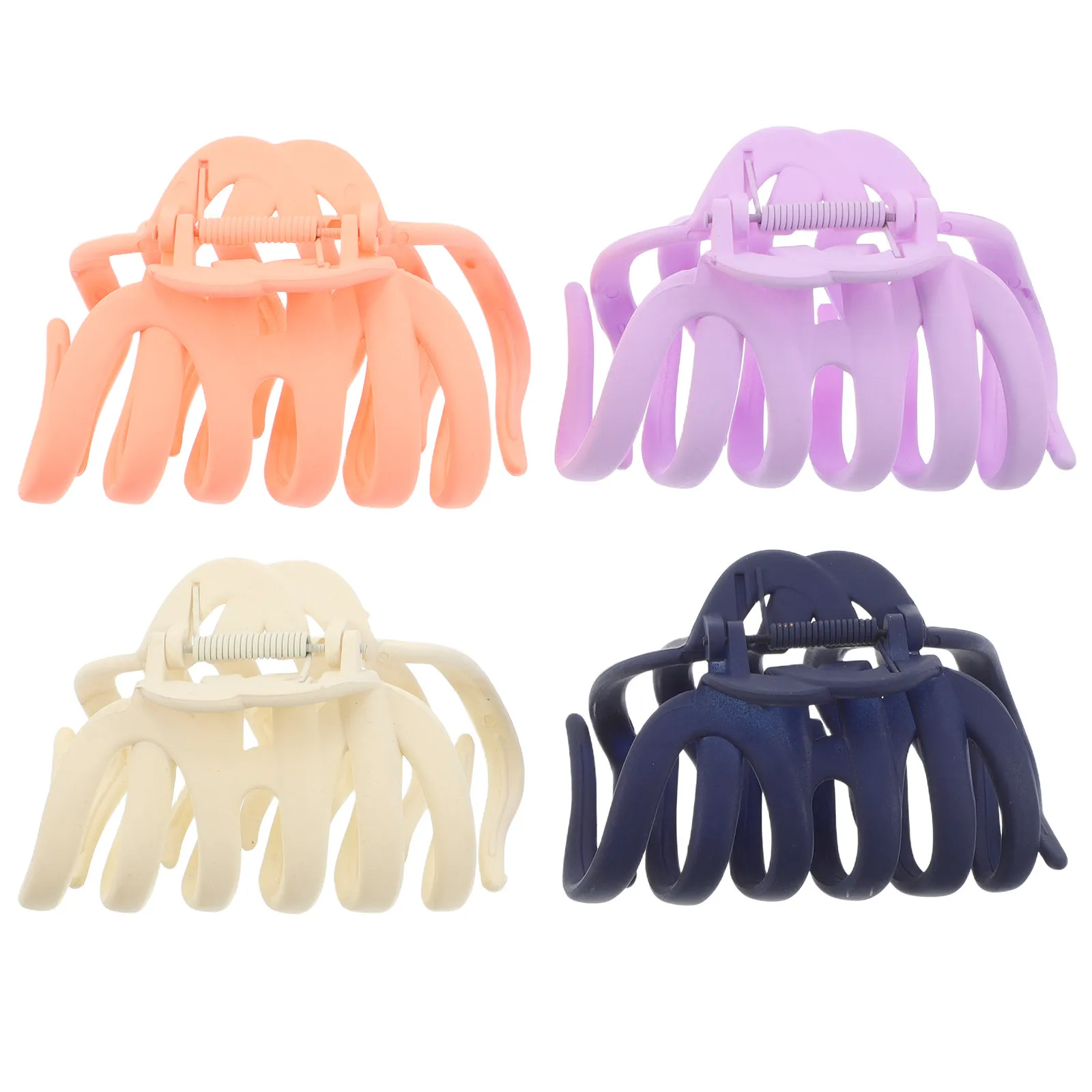 

Набор из 4 больших заколок-крабов для волос в форме осьминога: стильные, разноцветные, с матовым покрытием, противоскользящие, с прочным захватом, для густых волос