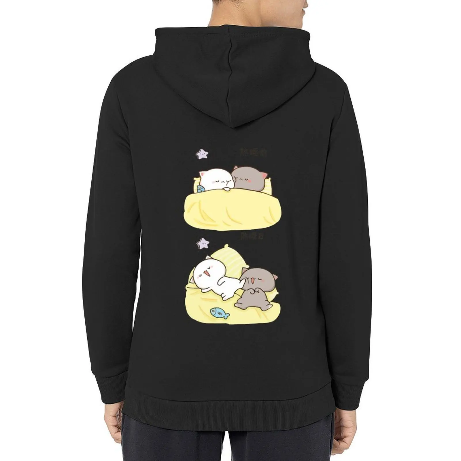 

Peach and Goma Mochi Cat Sleeping Hoodie anime clothing japanese style korean autumn clothes korean clothes hoodie for men