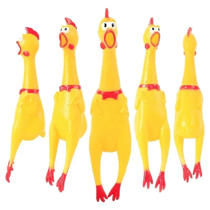 Fashion Pets Dog Squeak Toys Screaming Chicken Squeeze Sound Toy For Dogs Super Durable Funny Yellow Rubber Chicken Dog Chew Toy