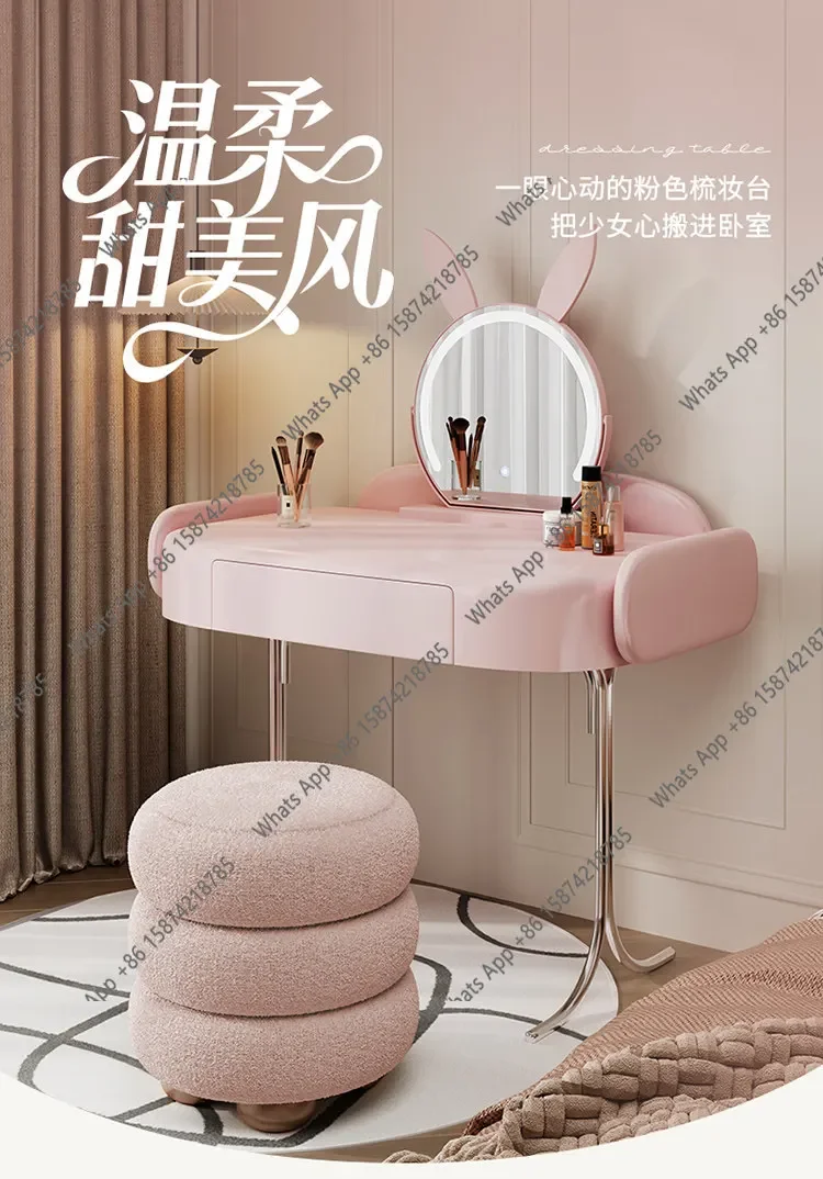 X Small Dresser Bedside Solid Wood Extremely Narrow Pink Cream Wind 60cm Mini Makeup Table Bedroom Household