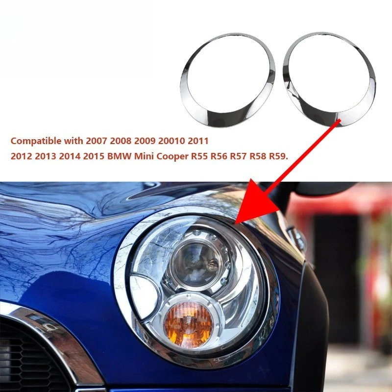 2007-2015 Car Headlight Taillight Cover Trim Ring Front/Rear For BMW Mini R56 R55 R57 R58 R59 Black/Silver Trim Lamp Cover Trims