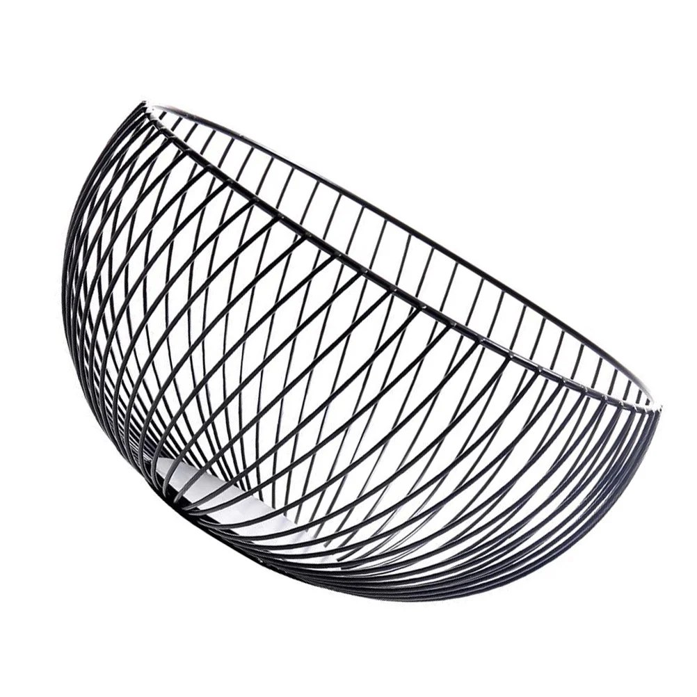 Wire Fruit Basket Metal Bowl Storage Basket Stackable Serving Tray Platter Holders for Snack Vegetables Bread Organizers Black