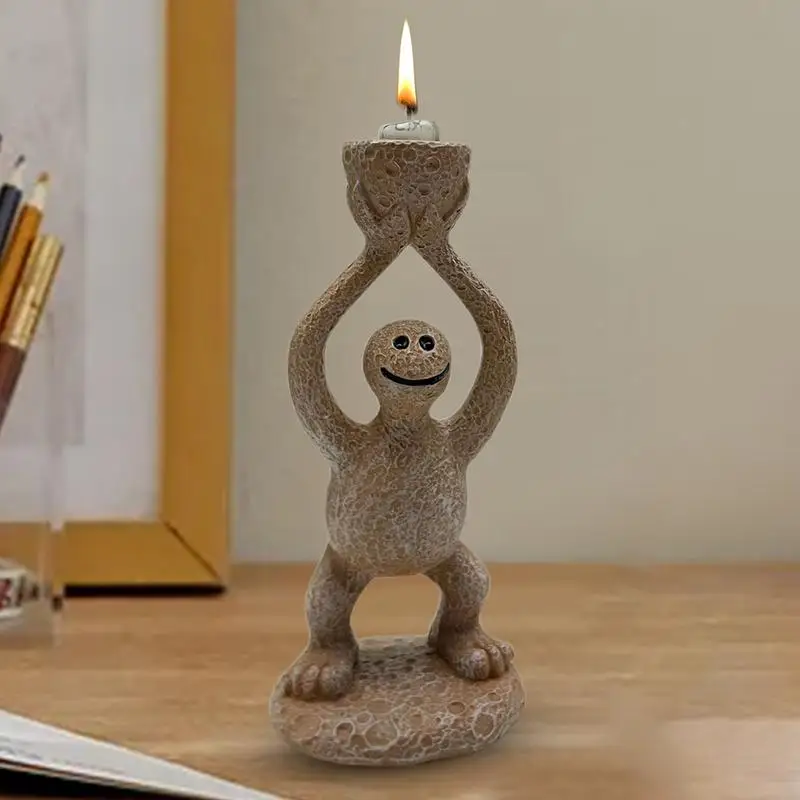 creative Tea Light Candle Holder Hand Support Altar Candlestick Holder With Cute Expression art Craft  Home ornaments