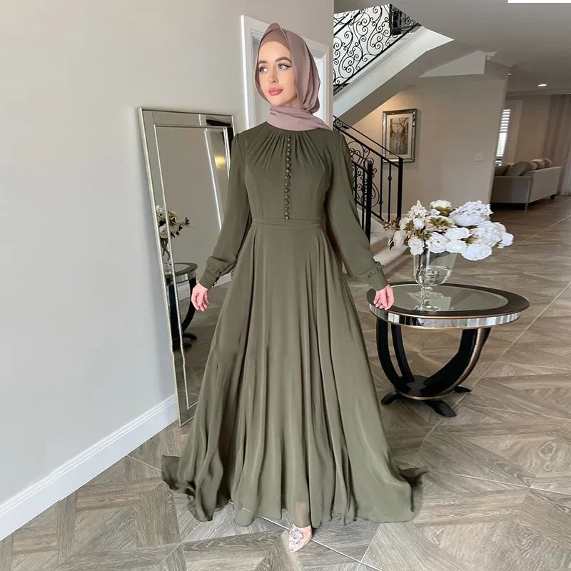 Vestido Hijab muçulmano para mulheres, Abaya, Caftan, Marocain, Longo Robe, Vestuário islâmico, Big Swing, Chiffon Kaftan, Turquia, Vestidos Islã