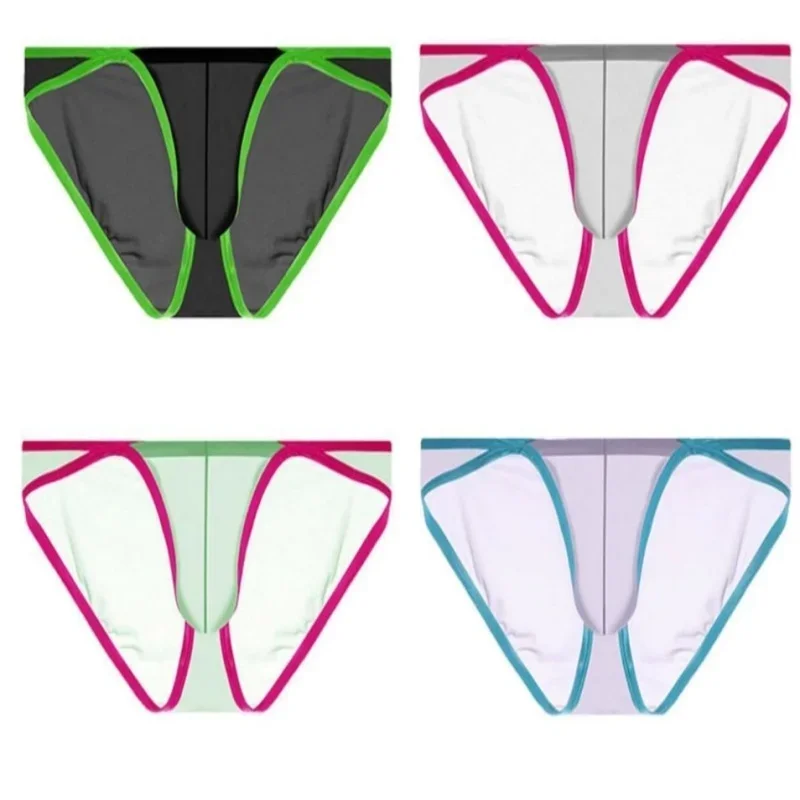 

Men Sexy Transparent Briefs Ice Silk Ultra-thin See Through Pants low-waist Panties U-convex Large Pouch FKK Private Party BF