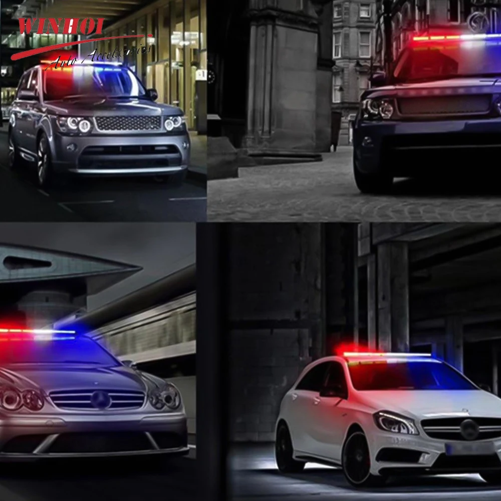 12-24 فولت التحكم اللاسلكي COB السيارات ستروب أضواء أحمر أزرق أبيض الشرطة ضوء إحترافي بار تحذير منارة الطوارئ مصطربة #2