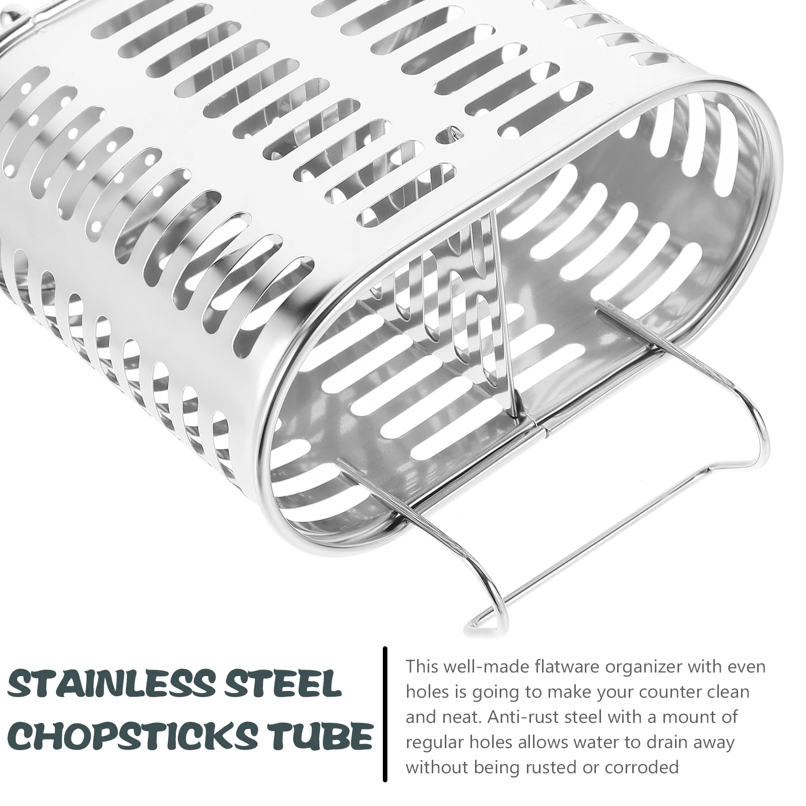 

Stainless Steel Chopsticks Holder Flatware Organizer Rack with Drain Holes Removable Water Tray Kitchen Utensil Storage