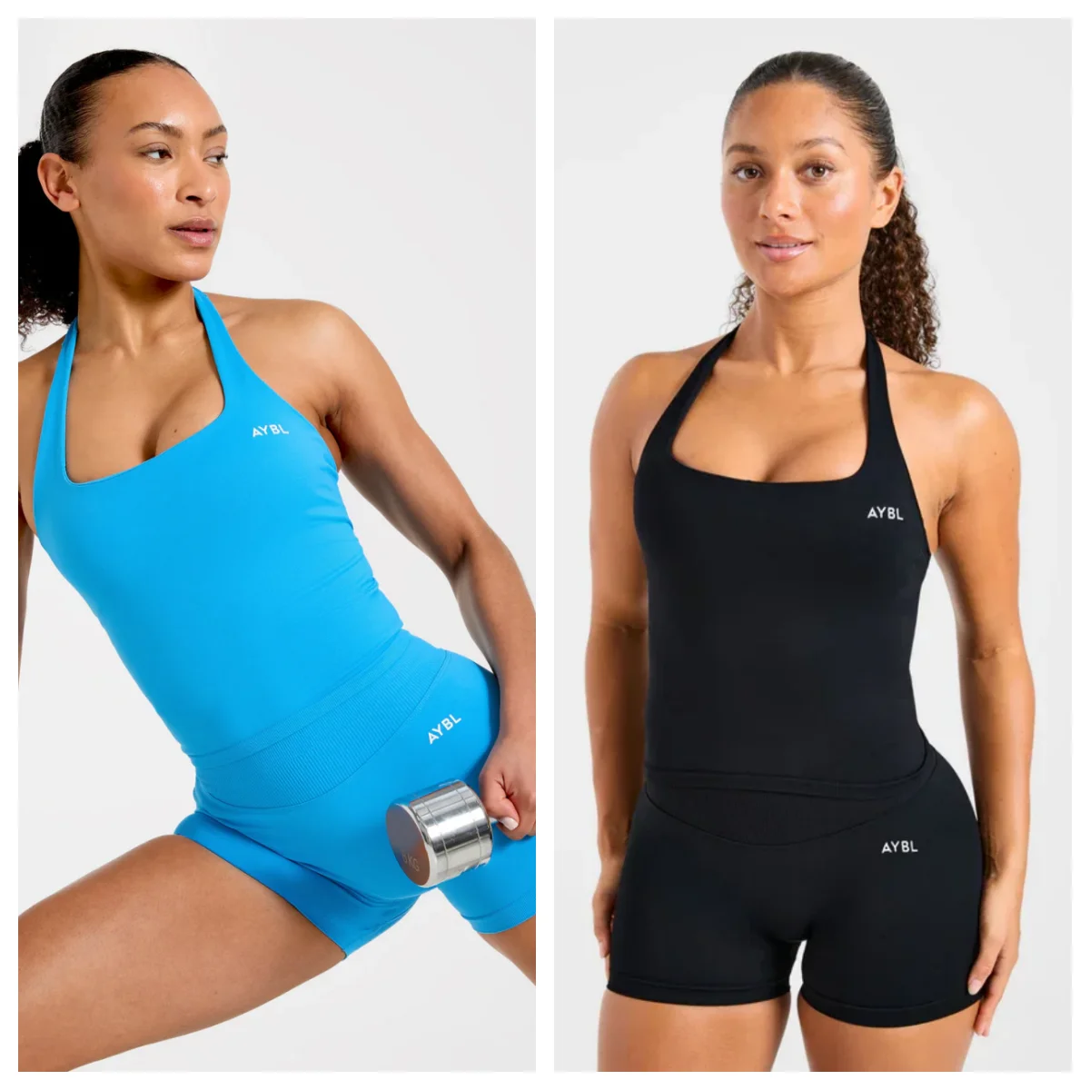 Marken-Sportbekleidung für Damen, Hautfreundliches Neckholder-Sporttop und Figurbetonte Hochtaillierte Shorts – Detail 7