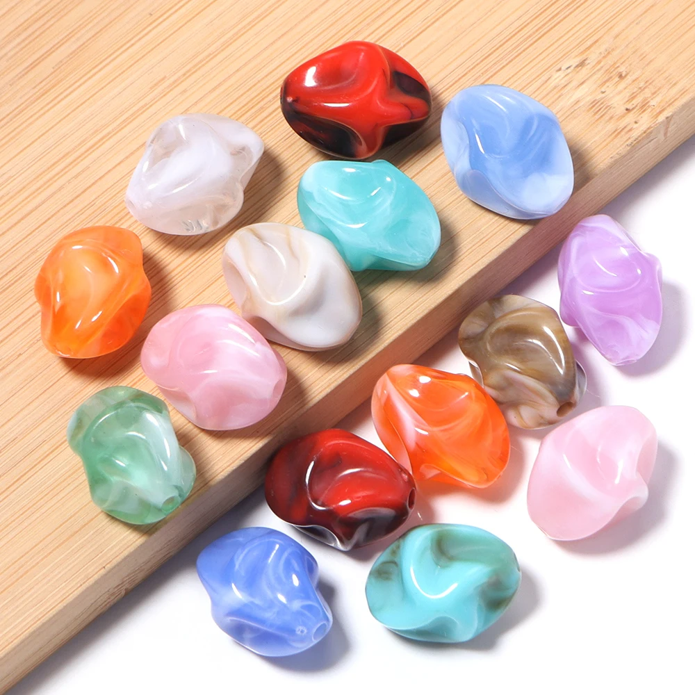 20 Stück Unregelmäßige Falten-Acrylperlen Zweifarbige Lose Abstandsperlen für Schmuckherstellung DIY Armband Ohrring Schlüsselanhänger Zubehör – Detail 3