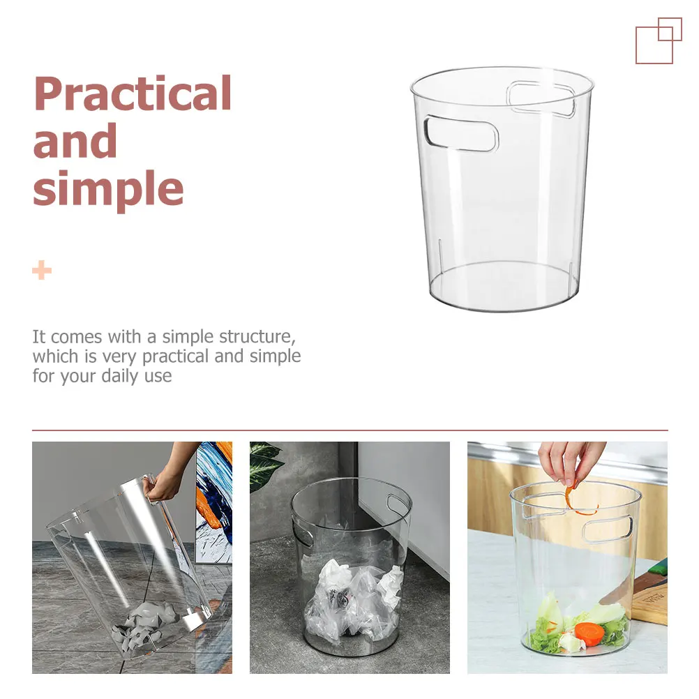 

Creative Trash Can Clear Waste Basket Plastic Garbage Container Large Capacity Household Transparent Rubbish Bin Simple Kitchen