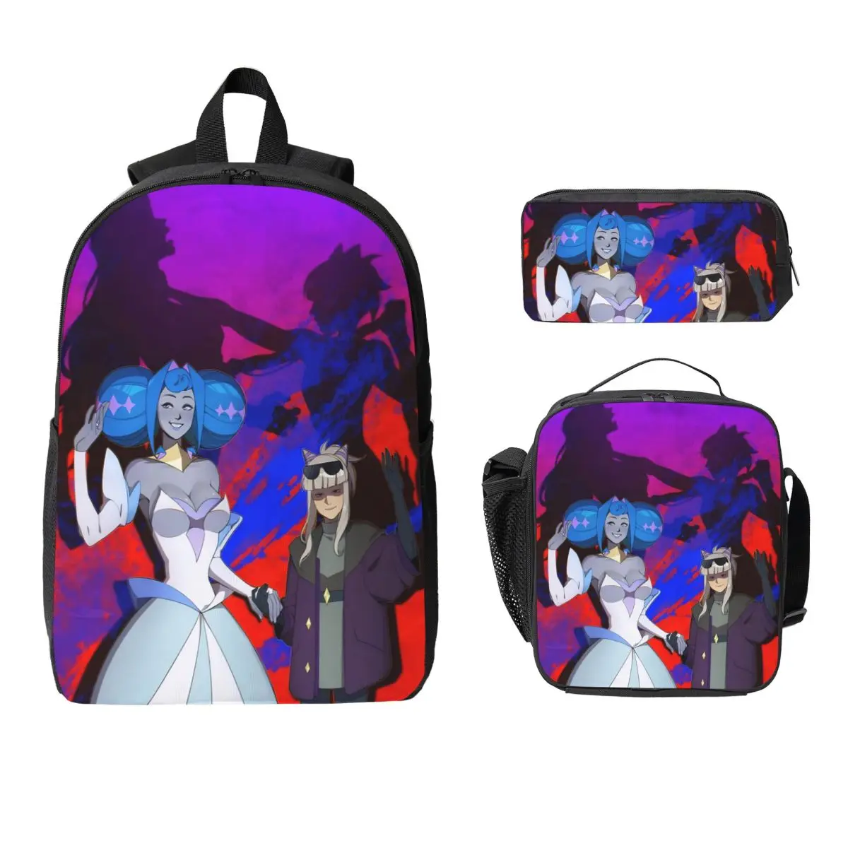 3Pcs K-Knights Of Guinevere Backpack Set Pen Bags Bookbag Sets with Lunch Box For Primary School Students Daypack