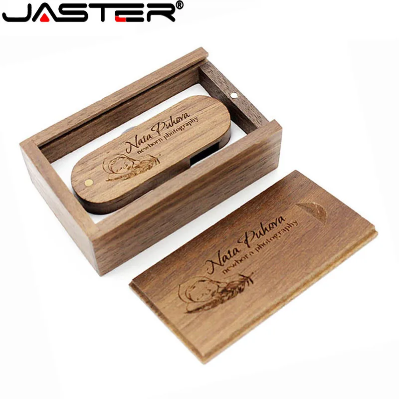 JASTER (1 PCS free LOGO) Wooden USB+ box USB Flash Drive pendrive 64GB 16G 32GB Memory stick for photography wedding gift