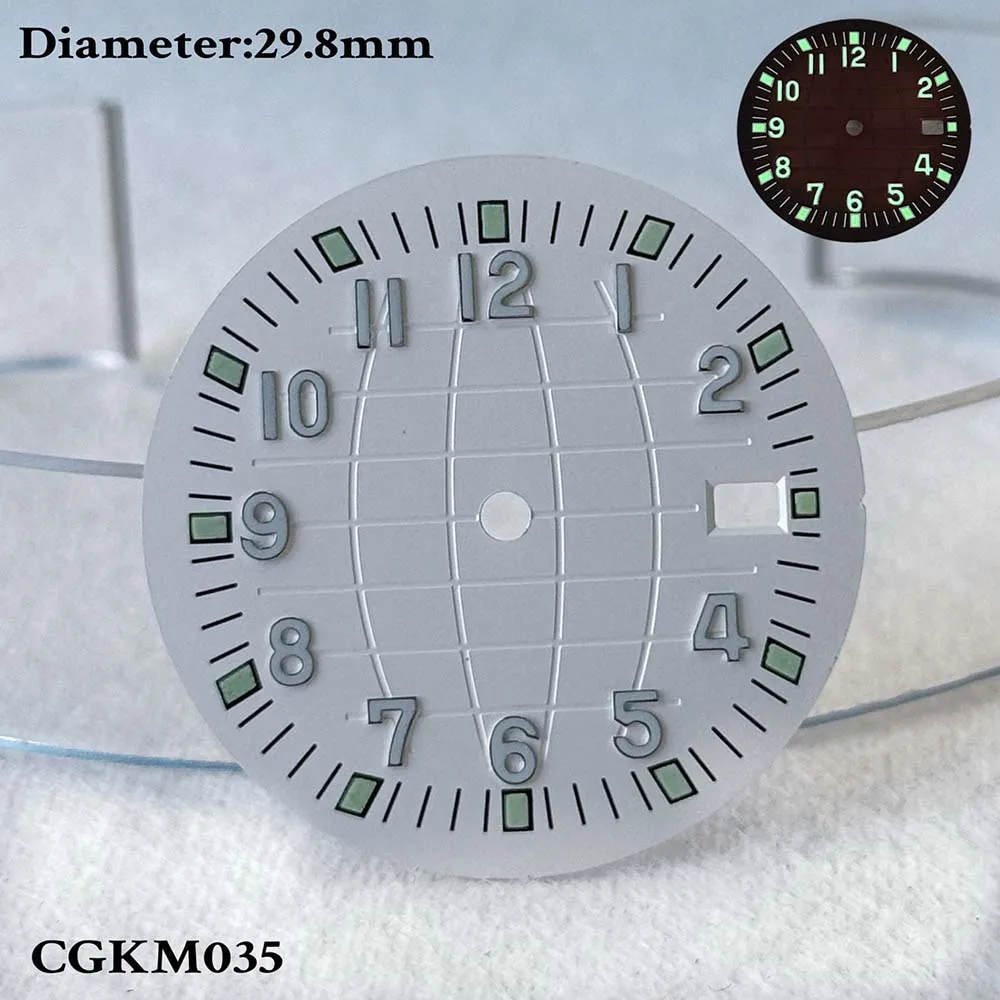 Cadran vert brillant NH35, accessoires de montre personnalisés, sans logo, pièces de montre, 29.8mm